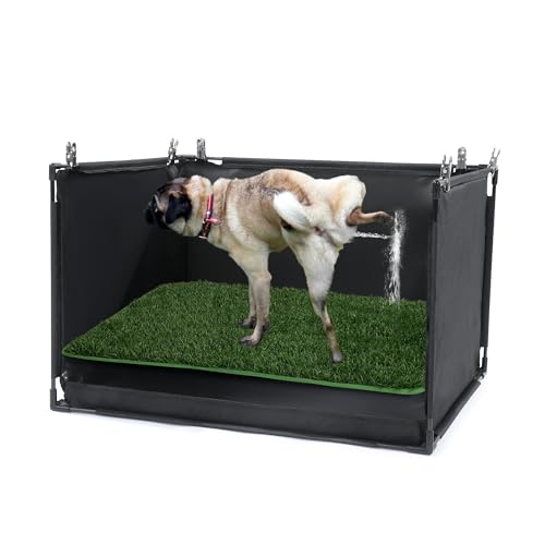 MABOZOO Dog Pee Pad Holder with Artificial Grass, 25 * 21 * 15.7 in Foldable Indoor Dog Potty Tray with Hemmed Edge, No Spill Pee Pad Holder Tray Puppy Litter Box for Dogs - size: Medium