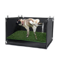 MABOZOO Dog Pee Pad Holder with Artificial Grass, 25 * 21 * 15.7 in Foldable Indoor Dog Potty Tray with Hemmed Edge, No Spill Pee Pad Holder Tray Puppy Litter Box for Dogs - size: Medium