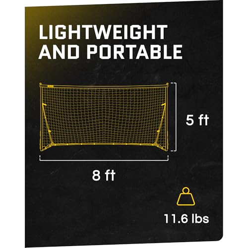 SKLZ Quickster Soccer Goal - Portable Goal for Backyard & Field - Durable Tension-Tite Frame & Heavy Gauge 2-Ply Net - Adjustable Click-Lock Poles, Metal Stakes - Carrying Case with Handle - style: 8 x 5 Feet