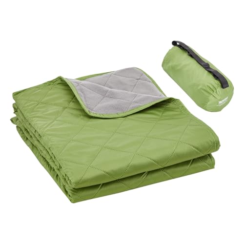 VEVOR Camping Blanket, Large Warm Stadium Blanket, Waterproof & Windproof, 330GSM Polyester Fleece, Flame Retardant, Great for Outdoors, Picnics, Hiking, Sports Events, Travel, 82" x 55", Bicolor - color: Bicolor