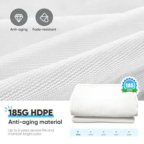 Quictent 20x16ft Rectangular Sun Shade Sail 185G HDPE Canopy 98% UV Block Outdoor Patio Garden Commercial Deck with Hardware Kit (White) - color: White, size: 20 x 16 ft, style: Rectangle