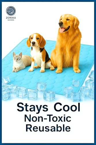 Blue Cooling Mat & Sleeping Pad | Water Absorption | Safe Materials | Easy Carry & Clean | Ideal Cooling Pad for Dogs and Cats | Perfect for Camping, Crates, and Pet Beds | 27.6"L x 21.7"W x 0.8"Th - size: Large