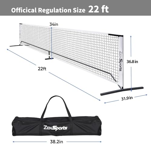 ZENY Portable Pickleball Net Set System with Metal Frame and 22FT Regulation Size Pickball Net with Carry Bag for Backyard, Driveways, Outdoor Game - style: 22FT Pickleball Net
