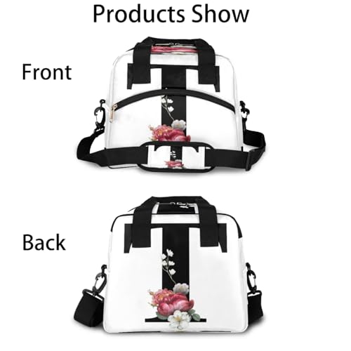 Letter T Insulated Lunch Bag for Women Men Reusable Waterproof Lunch Box Cooler Tote Bag One shoulder portable meal bag Portable Adult Lunchbox for Work Picnic Hiking Beach - color: Letter T