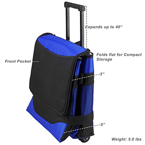 Picnic at Ascot 60 Can Collapsible Insulated Rolling Cooler - Royal Blue- Pack of 4 - color: Royal Blue - Pack of 4