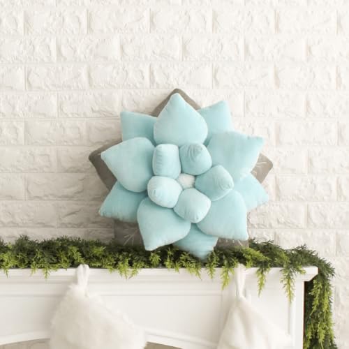 Green Philosophy Co. Poinsettia Pillow - Frost Blue - color: Frost Blue
