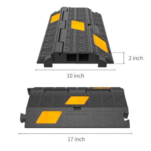 6 Pack 2-Channel Cable Cover Ramp, Rubber Cord Protector with Interlocking Design, Night Visible Floor Wire Management for Road, Stage, Event Use