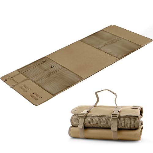 Shooting Mats Prone Padded,Extra Large Tactical Training Shooting Mat for Range Shooting & Hunting, Compact Foldable Water-Resistant Anti-Slip Base with Carry Strap Hunting Mat - color: Khaki
