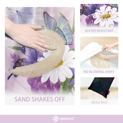 Beach Blanket Waterproof Sandproof Oversized 95”x 80”,Sand Free Beach Mat with Corner Pockets,Portable Mesh Bag for Travel and Outdoor Camping (Dreamsea) (FlowerButterfly) - color: Flowerbutterfly