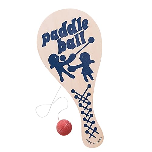 The Dreidel Company 12-Pack, 9.25 Inch Paddle Ball, Wooden Paddle Ball with String, Party Favor, Indoor and Outdoor Toy,