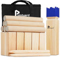 Kubb Yard Game Set for Adults & Families - Viking Chess Outdoor Heave Hardwood Wooden Toss Game with 10 Blocks, 6 Batons, Carrying Bag | Perfect for Backyard Party BBQ Lawn Camping Beach - color: Blue