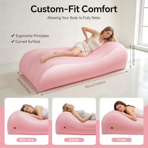 BBL Bed After Surgery for Sleeping, Inflatable Mattress Chair Sofa with Hole, Brazilian Butt Lift Recovery Pillow Post Surgery Air Couch for Home - color: Pink a