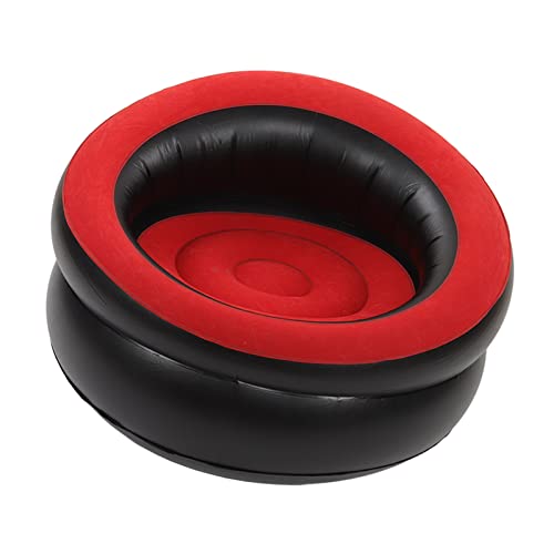 Inflatable Couch, Flocking Air Sofa Inflatable Sofa Chair Blow Up Couches Inflatable Lounge Chair for Bedroom Office Backyard Balcony Camping Travel (Red) - color: Red
