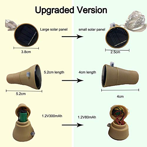 Upgraded 10 Pack Solar Wine Bottle Lights 20 LEDs Waterproof Silver Wire Cork Lights for Party, Wedding, Christmas, Holiday, Outdoor, Garden, Patio, Pathway Decor - color: Warm White, size: Round