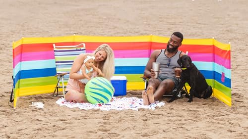 Premium 20 ft Beach Windscreen, Privacy Screen, Wind Blocker - Beach Colors, Free Rubber Mallet and Carry Bag Included - color: Beach Colors