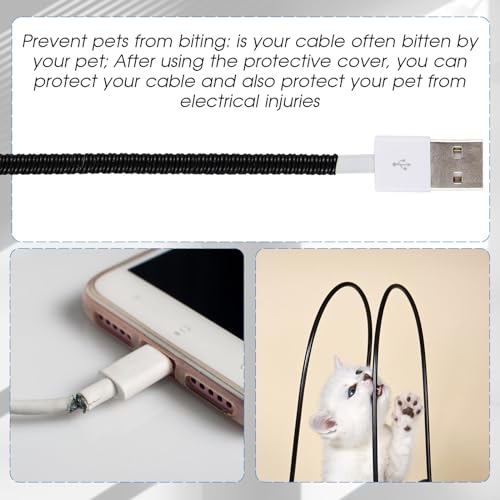 Frienda 10 Pcs Spiral Cord Protector Chargers Protector Pets No Chew Data Cable Protective Sleeve Headphone Charger Saver USB Cable Cover Wire Repair for Phone USB (Black and White) - color: Black and White
