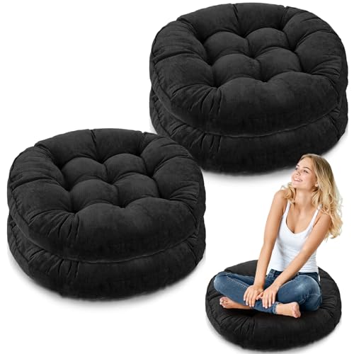 Jerify Floor Pillow Cushions Large Round Square Large Meditation Floor Pillow for Classroom Adult Meditation Picnic Party Seating Learning Daycare School(Round,Black,4 Pcs) - color: Black, size: Round