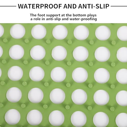 FAHKNS 50 PCS Interlocking Drainage Tiles, 12"x12"Anti Slip Interlocking Drain Mat, TPE Interlocking Floor Tiles for Showers, Toilets, Swimming Pools, Terraces, Drain, Pet Areas (Green) - color: Green