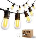 Outdoor String Lights Patio LED Light Outside - 45M 43+2 S14 LED 150ft Porch Lighting IP65 Waterproof - size: 150ft-standard