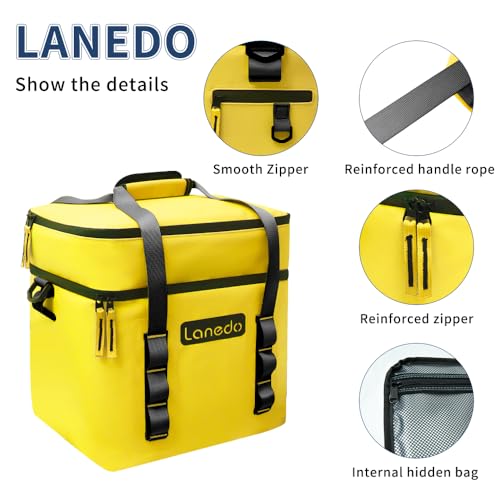 Lisa Lunch Soft Cooler 20/36 Can, Insulated Bag Portable Ice Chest Box for Lunch, Beach, Drink, Beverage, Travel, Camping, Picnic, Car, Trips, Cooler Leak-Proof - color: 20 can yellow