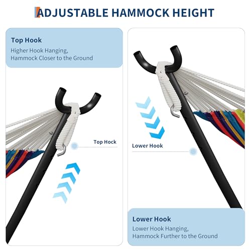 GarveeLife Double 2 Person Hammock, Indoor Outdoor Standing Hammock with Space Saving Steel Stand, Carry Bag, 450 LBS Weight Capacity, Suitable for Garden Camping Beach, Tropical - color: Tropical