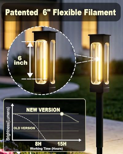 Solar Pathway Lights Outdoor - IP55 Waterproof Solar Lights Outdoor with 3000K Warm White LED, Outdoor Solar lights for Yard Patio Garden Driveway Landscape Lighting, Housewarming Gift New Home Decor - size: 6PK