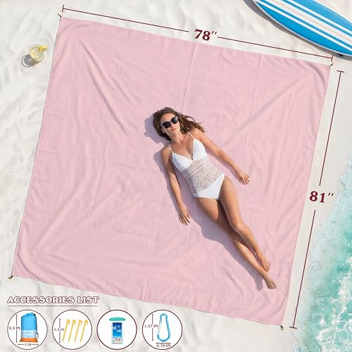 Famstar Beach Blanket Oversized Extra Large 78" X 81",Waterproof Sandproof Beach Blanket 1-7 Adults Lightweight Durable for Travel Camping Hiking Picnic - color: Crimson, size: 78" X 81"