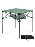 iClimb Lightweight Stable Alu. Folding Square Table Roll Up Top with Carry Bag for Camping Picnic Backyards BBQ Camp Kitchen (Green, L) - color: Green, size: Large