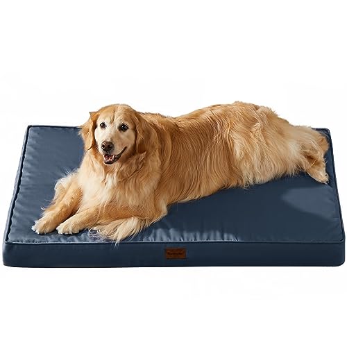 BFPETHOME Outdoor Dog Beds for Large Dogs, Waterproof Dog Bed for Medium, Large, Extra Large Dogs, Orthopedic Dog Bed with Removable Washable Cover, Egg Crate Foam Pet Bed Mat. (47 x 29 in, Navy) - color: Navy, size: 47.0"l X 29.0"w X 3.5"th