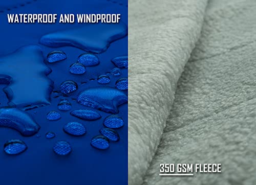 Waterproof Outdoor Blanket Large Fleece Camping & Stadium Blankets for Cold Weather. Perfect for Outdoors, Car, Dogs, Boat, Picnic. Windproof, Extra Warm, Machine Washable. - color: Blue