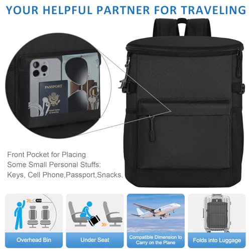 Tenot Cooler Backpack 33/40 Cans Backpack Coolers Insulated Leak Proof Soft Beach Cooler Bag for Men Women Ice Chest Backpack Camping Hiking Picnic Travel Cooler Lunch Backpack - color: Black, size: 33 Cans