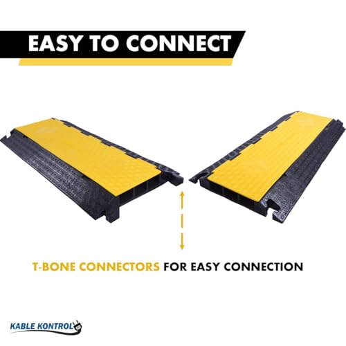 Kable Kontrol Atlas Cable Protector Wire Ramp - 3 Channel Bulk Wholesale Pallet - 20 Pcs - 35” Long Black & Yellow - 24000 Lbs Load Capacity - Rubber Speed Bump Wire Protector Cord Cover - CP9973 - size: 3 Channel - 20 Units