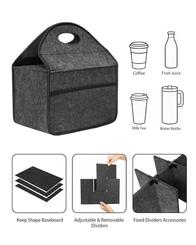 6 Cup Drink Carrier with Handle, Portable Felt Reusable Cup Holder for Hot & Cold Drinks, Coffee Carrier for Delivery, Takeout, Picnics, Parties - size: 6 Cup