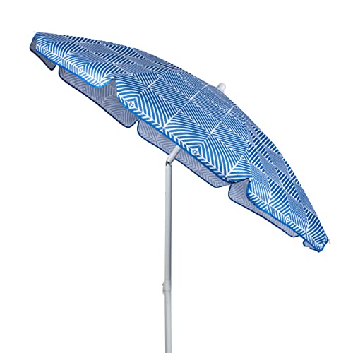 PICNIC TIME 5.5 Ft Portable Beach Umbrella, Lightweight UV Protection Sunshade with Tilt Pole & Carry Bag, Outdoor Canopy Umbrella for Beach, Sand, Pool, Patio, Camping, Travel, or Backyard Shade, (Blue Athens Pattern) - color: Blue Athens Pattern