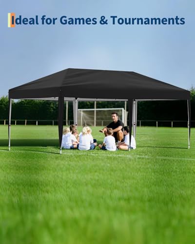 10X20 Pop Up Canopy Tent with 6 Sidewalls – Heavy Duty Commercial Instant Shelter, One-Person Quick Setup Outdoor Party Tent, Water-Resistant & Portable, Black - color: Black