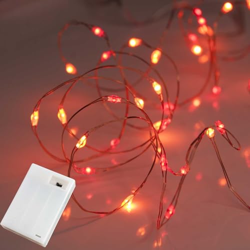 QBIS Battery Powered Fairy Lights - 40 LED, 6hr Timer, Red & Orange for Bedroom, Christmas & Halloween - size: 1PK-40 Red,Orange