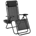 Meet perfect Folding Zero Gravity Chair Padded Outdoor Reclining Lounge Chair Wide Armrest Adjustable Pillow and Utility Tray Mesh Antigravity Chair Steel Frame Laydown Lawn Chair(Black)