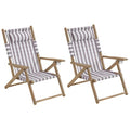 Lavish Home Set of 2 Beach Chair - Outdoor Weather-Resistant Wood Folding Chair with Backpack Straps - 4-Position Reclining Seat - Beach Essentials (Taupe Stripe) - color: Taupe Stripe, style: Set of 2
