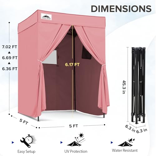 EAGLE PEAK Flex Compact 5x5 Pop-up Canopy Changing Room, Portable Privacy Dressing Room for Indoor Fashion Photoshoots, Camping, or Pool, Pink - color: Pink, size: 5x5 ft
