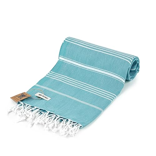 100% Organic Turkish Cotton Beach and Bath Towel, Peshtemal Towel Blanket, Quick Dry Sand Free, Oversized Light Compact, Diamond Weave, Prewashed, 71 x 39 Inches (Turquoise) - color: Turquoise
