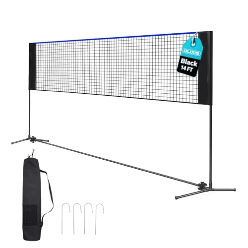 OLIXIS Portable Badminton Net, Height Adjustable Volleyball Net, Badminton Net with Carry Bag, Volleyball Net for Pool, BackyardGame Indoor Outdoor Use - color: Blue, size: 14ft