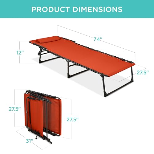 Best Choice Products Patio Chaise Lounge Chair, Portable Outdoor Folding Recliner for Lawn, w/ 8 Positions, Handles, 300lb Capacity - Burnt Orange - color: Burnt Orange