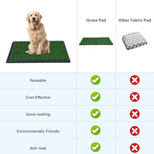 Artificial Dog Grass Pad with Tray for Potty – 16x20 inches Strong Absorbency Grass Pad, Dog Litter Box for Indoor/Balcony/Apartment - size: 16" x 20"