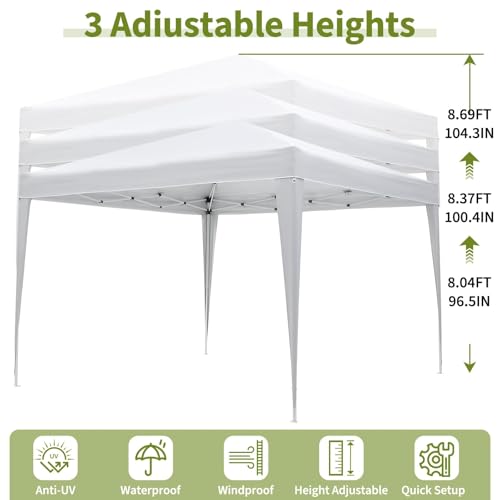 10x10 Pop Up Canopy with 4 Sidewalls, Outdoor Portable Instant Canopy Tent, Outdoor Canopy, Waterproof Pop Up Tent, Versatile Gazebo for Camping, Outdoor Parties, Backyard,Beach Activities,White - color: White
