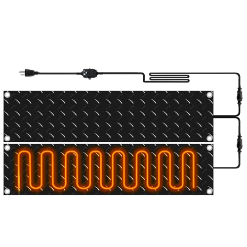 Riakrum 2 Pcs Heated Snow Melting Mats Outdoor, 10 x 30 in Winter Anti-Slip Heated Rubber Mat for Walkways Decks and Sidewalks, Electric Snow and Ice Melting Pads Connection with 9.84 ft Power Cord - size: 10 x 30 Inch