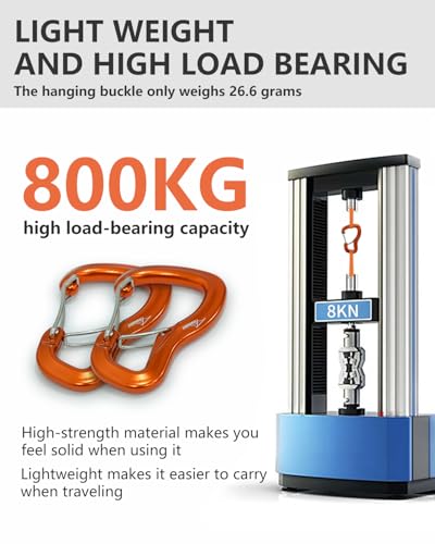 Heavy Duty Carabiner Clip Hook 8KN (1763 lbs), 2 PCS Ultra-Light Aluminum Caribeaners with Double Door D Ring Shape, for Hammock, Camping, Hiking, Backpacking, Dog Leash, Keychain Clip - style: 1#Orange-2pc