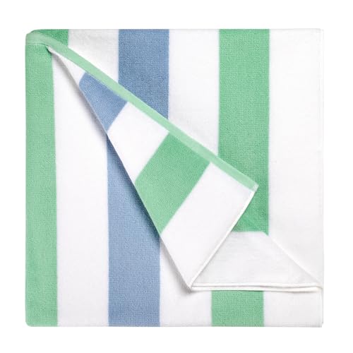 Bornbay Cotton Oversized Beach Towel - Extra Large 40"X70" Big Cute Thick Pool Towel, XL Stitch Beach Towels Striped Mint Green Swimming Towel for Adults Mens Women - color: Mintgreen