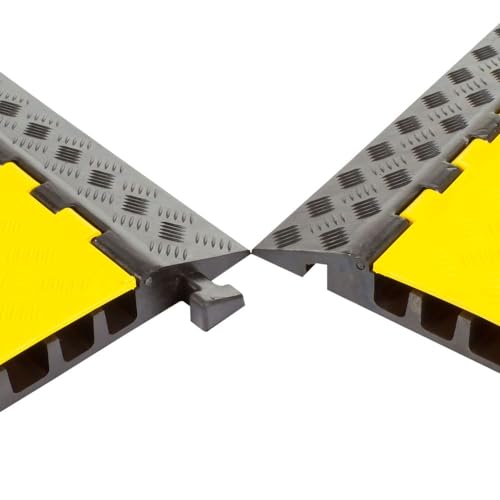 5-Pack Bundle of 5-Channel Modular Industrial Rubber Cable Ramp Middle Sections
