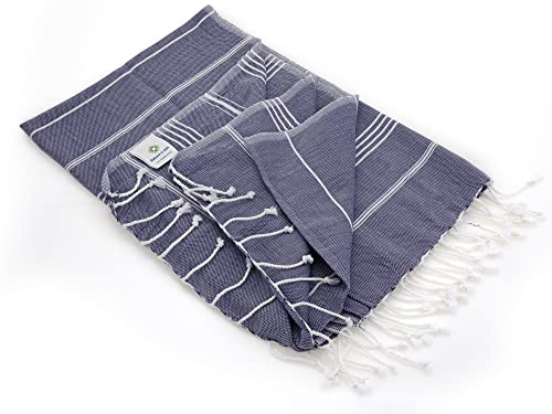 Beach Towel 100% Cotton Turkish Beach Towel Adult 38x70 Inch Pre-washed Absorbent Extra Large|Sand Free Quick Dry BathTowels|Lightweight Blanket|Travel Cruise Camping Spa Gym Yoga Towel|Blue Depths - color: Dark Blue