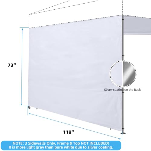 Joramoy Canopy Tent Sidewalls for 10×10 Pop Up Canopy, 3 Pack Instant Canopy Sunwall, Waterproof and UV Protection Canopy Shade Wall, Straight Leg Canopy Sidewalls 3 PCS Only(White) - color: White, size: 10×10